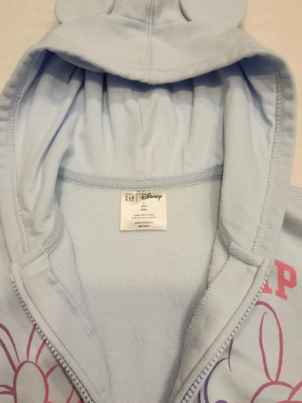 Disney GAP Girls 3T Hooded Zip Up Fleece Lined Swearshirt [V2]